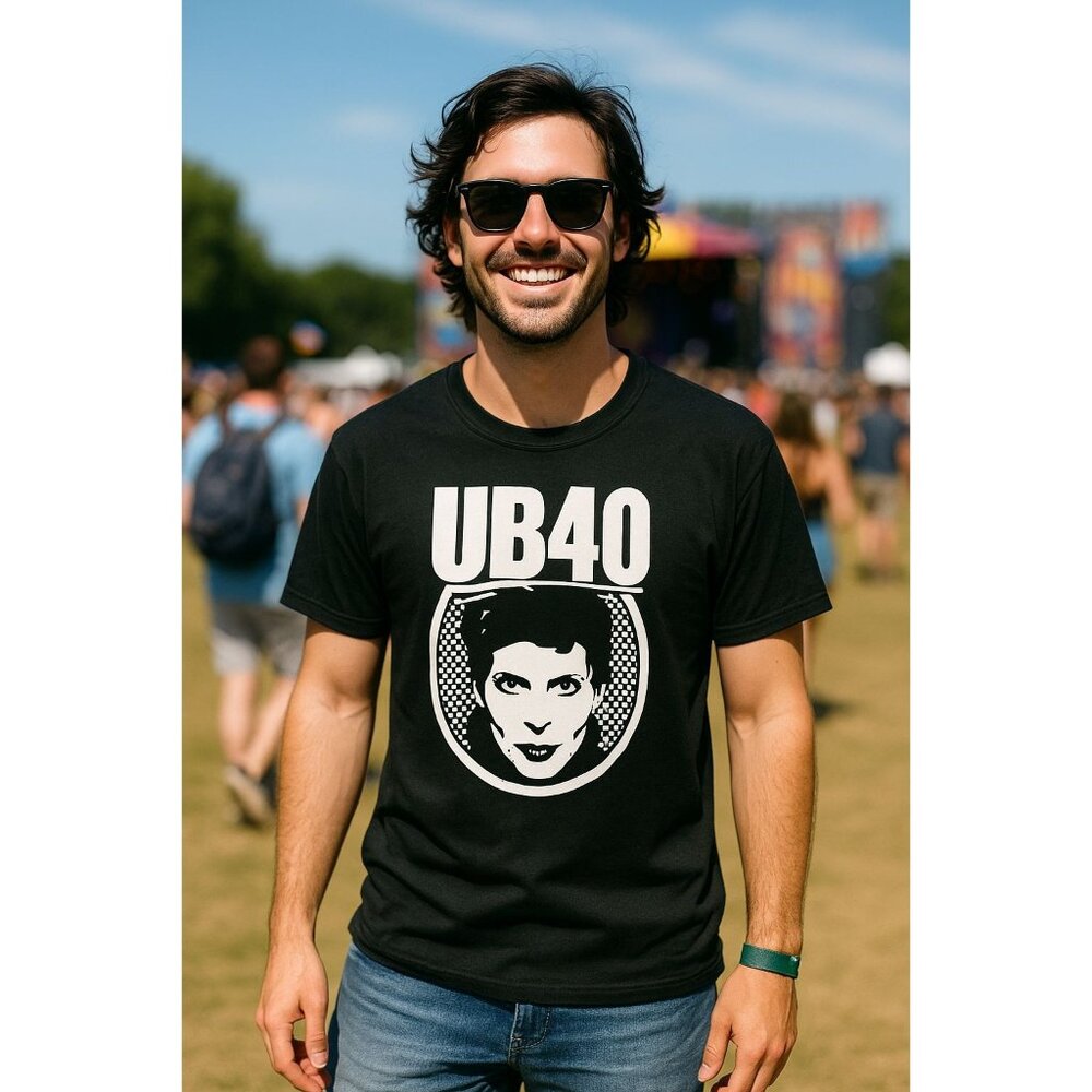 A4 David Bowie UB40 UB40 Retro Graphic Black Band Tee Vintage Inspired Concert